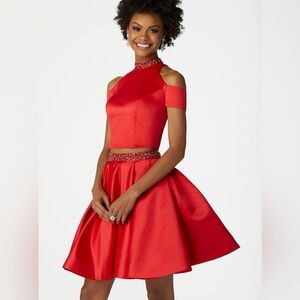 NWOT Morilee Red Cold Shoulder Cocktail Dress, size 4